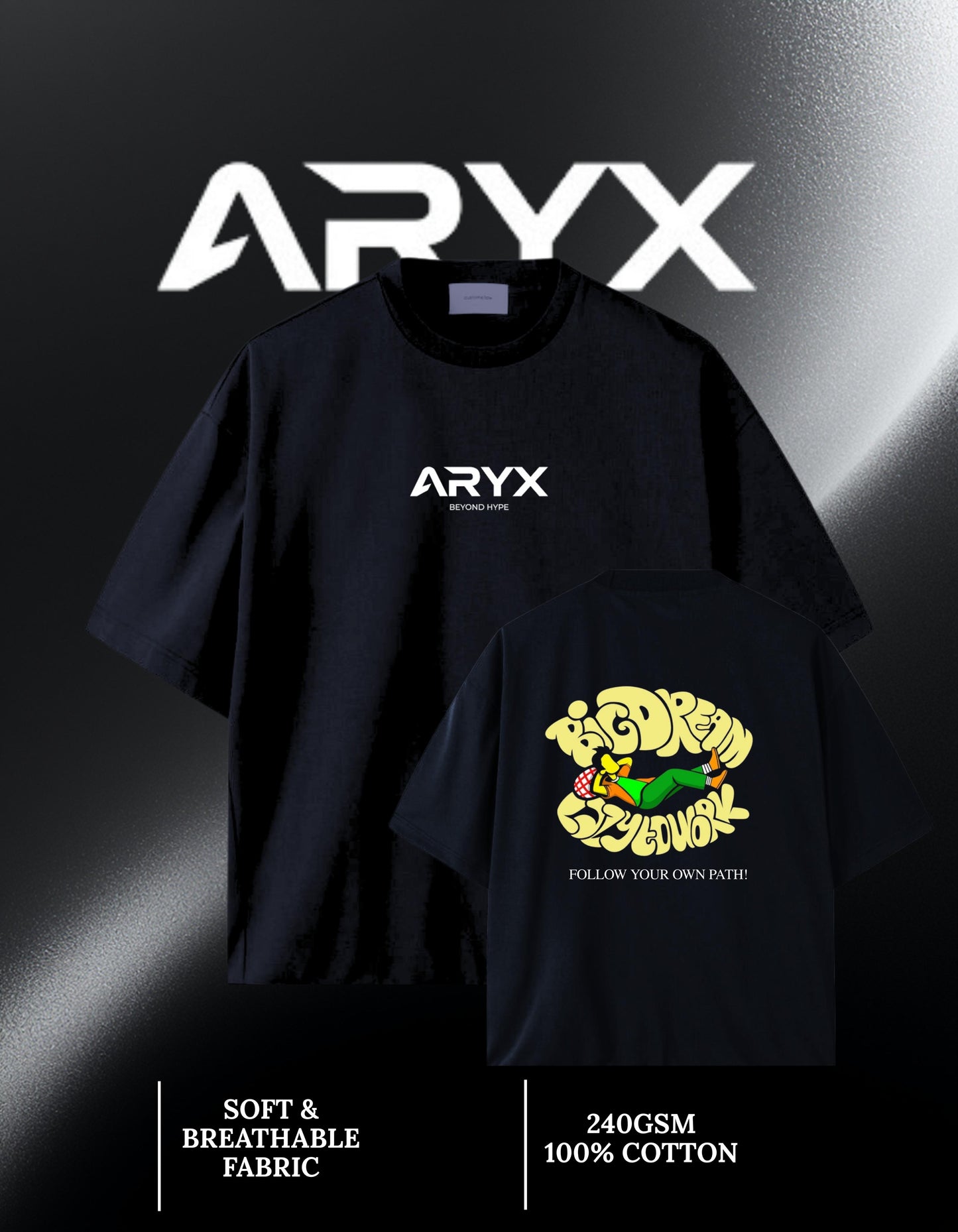 ARYX "Big Dream" Oversized Tee - black